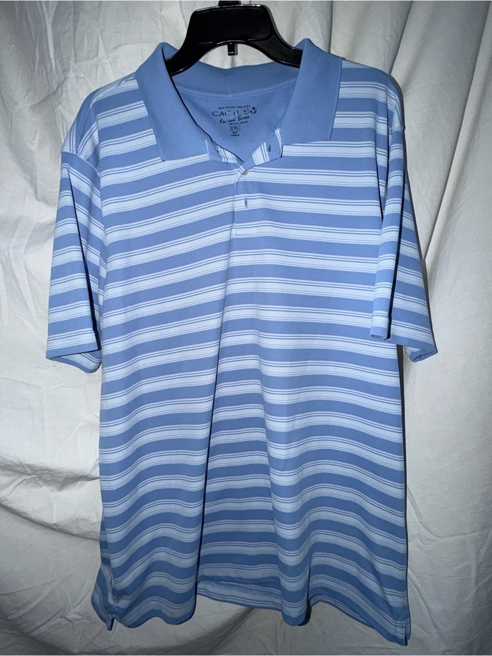 Cactus Light Blue and White Striped Men’s Polo